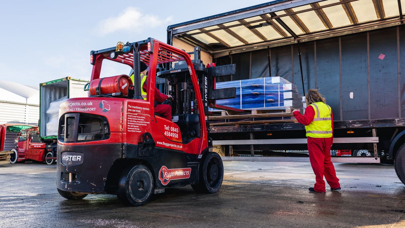 Forklift loading lorry